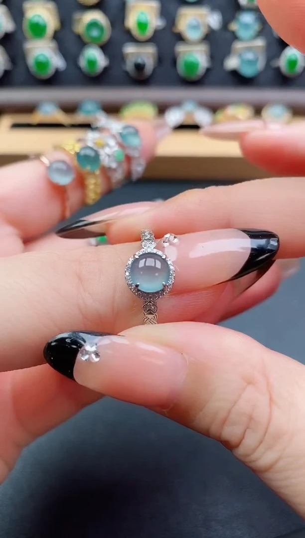 银S925镶嵌戒指翡翠1