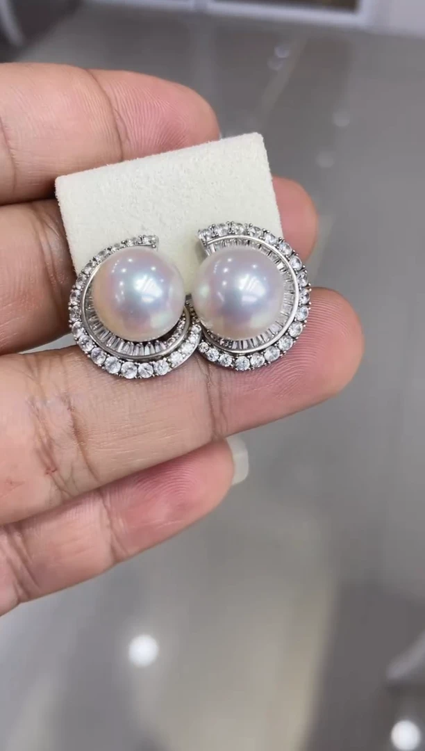 【闪购商品】淡水珍珠耳饰银S925镶嵌极光珍珠耳钉