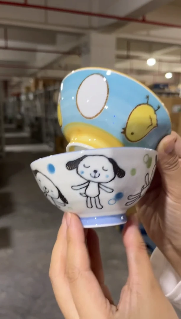 瓷片福利 奶黄小鸡圆碗+大耳汪汪圆碗