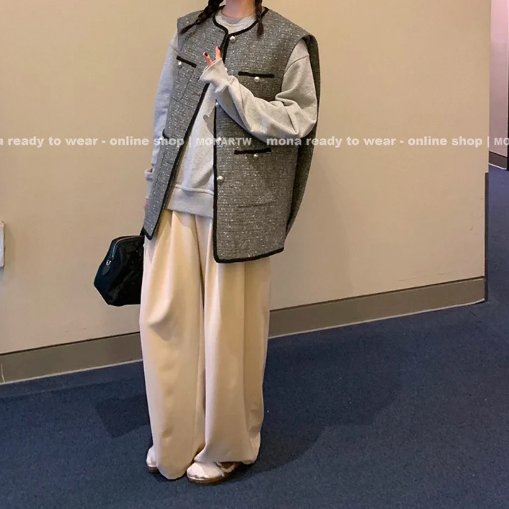 MONA 小香风羊毛粗花呢复古 设计感小众马甲女春秋外穿2024新款