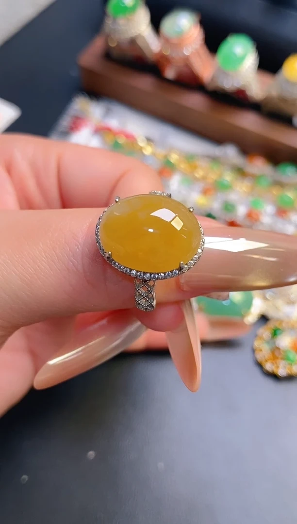 银S925镶嵌戒指翡翠天然