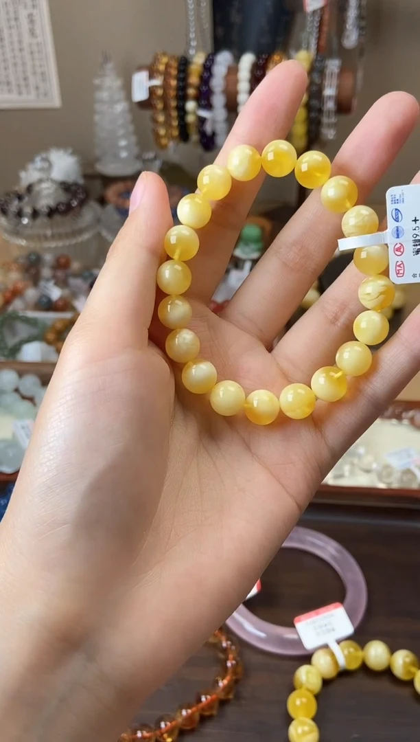 未镶嵌蜜蜡手链9.5mm蜜蜡