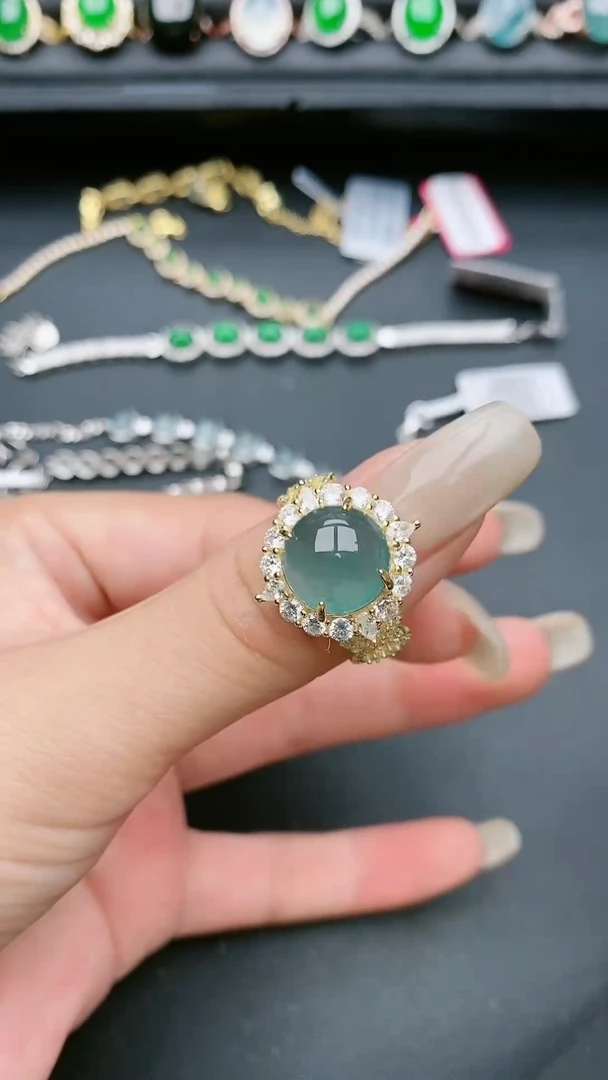 翡翠戒指银S925镶嵌1111111