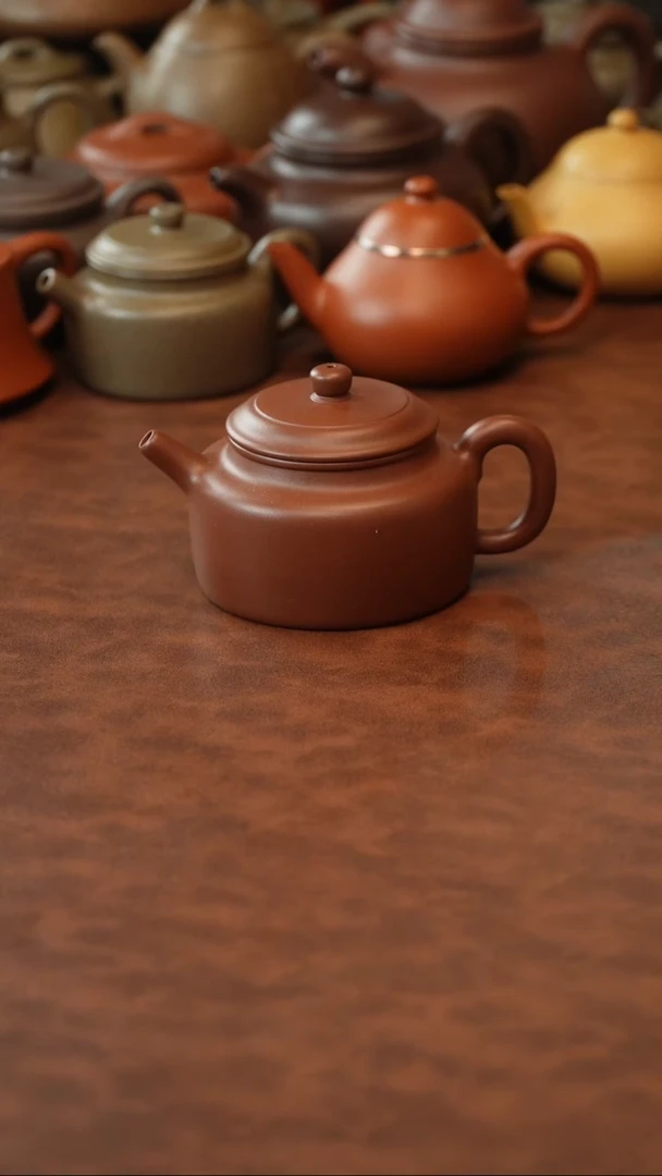 茶壶紫砂暗*微微花泥 德钟壶 155CC