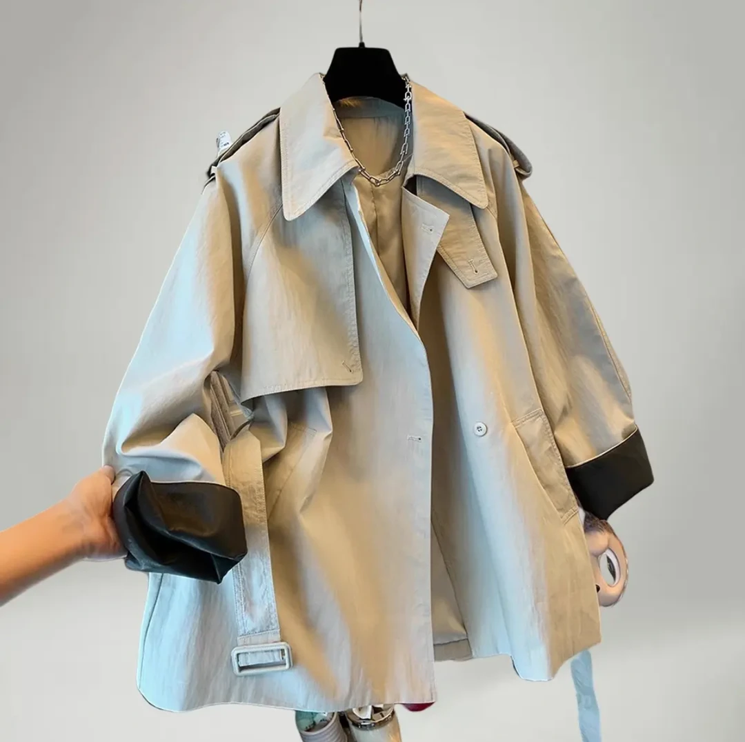 百搭秋季新款高级感法式气质大翻领风衣外套宽松上衣女装设计感