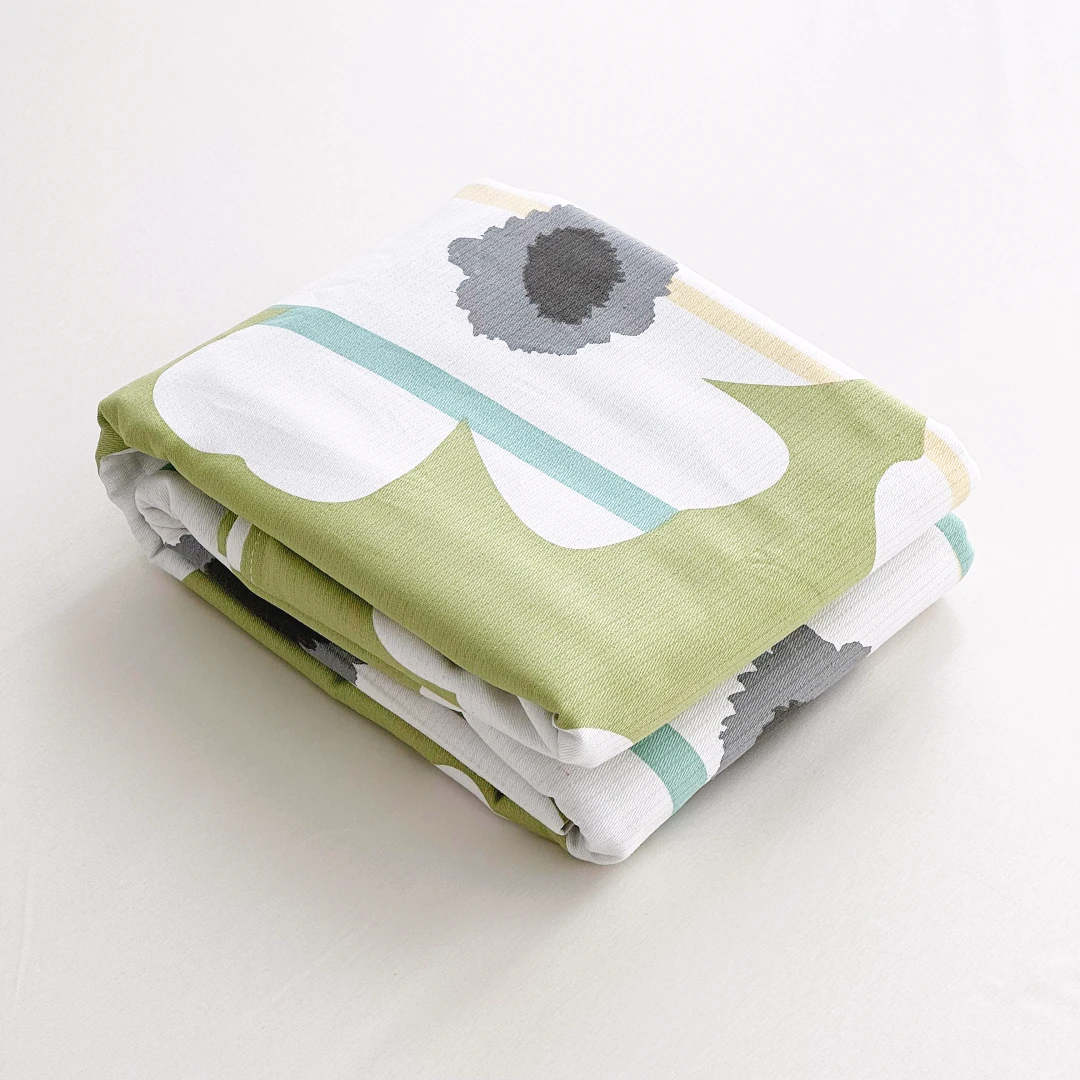 【京かわ会社】竹小棉纯棉加厚床单220*240cm 落花爱情-绿