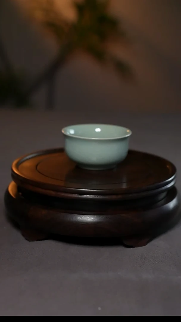 仿古汝官釉原产地浅口玉兰杯