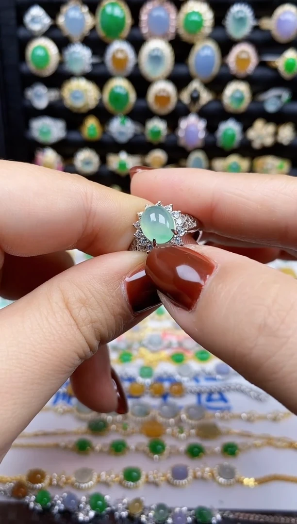 银S925镶嵌戒指翡翠9108