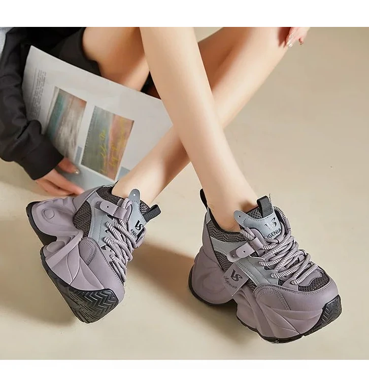 【双网四季款】老爹鞋女ins潮2025秋季新款松糕厚底小个子女鞋