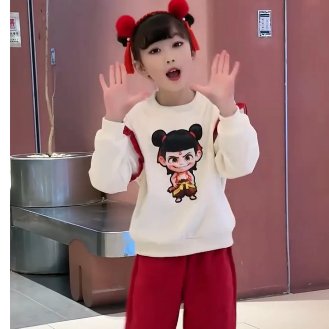 （哪吒套装）2025新款潮酷童装时髦洋气春秋卫衣长袖休闲套装卡通