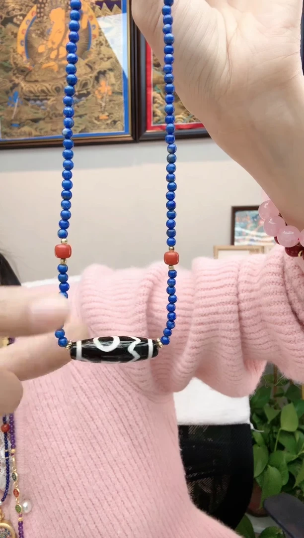 【闪购商品】玛瑙/玉髓项链未镶嵌青金息增怀T珠项链