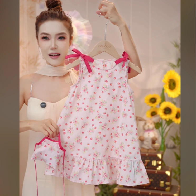 【送包包】可爱樱桃印花儿童连衣裙77630470082