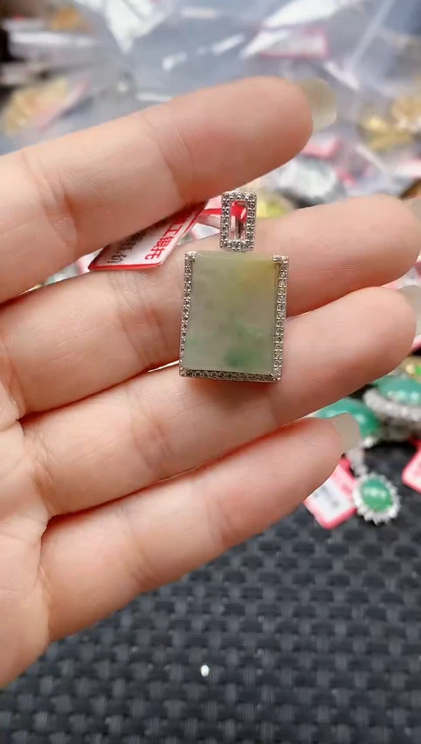 银S925镶嵌戒指翡翠天然A货缅甸翡翠