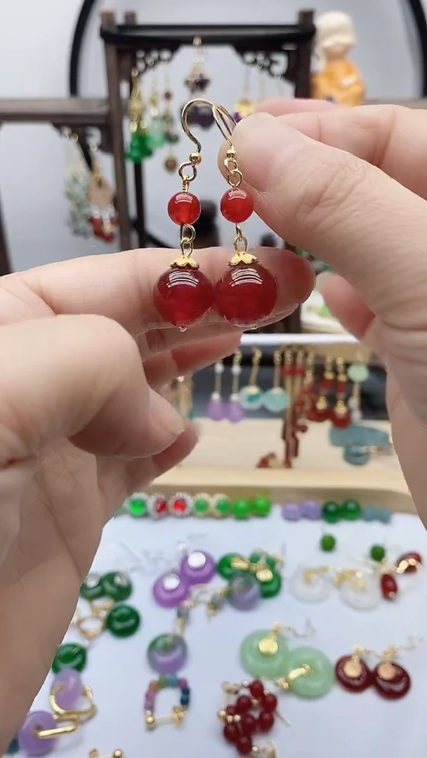 14K金镶嵌南红玛瑙耳饰10