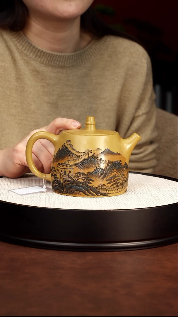 茶壶紫砂宜兴紫砂 长城汉铎黄金段 梅付春