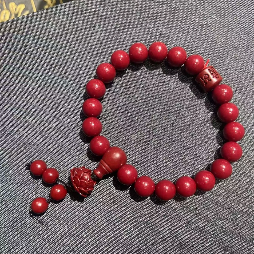 多宝阁佛家六字真言朱砂手链