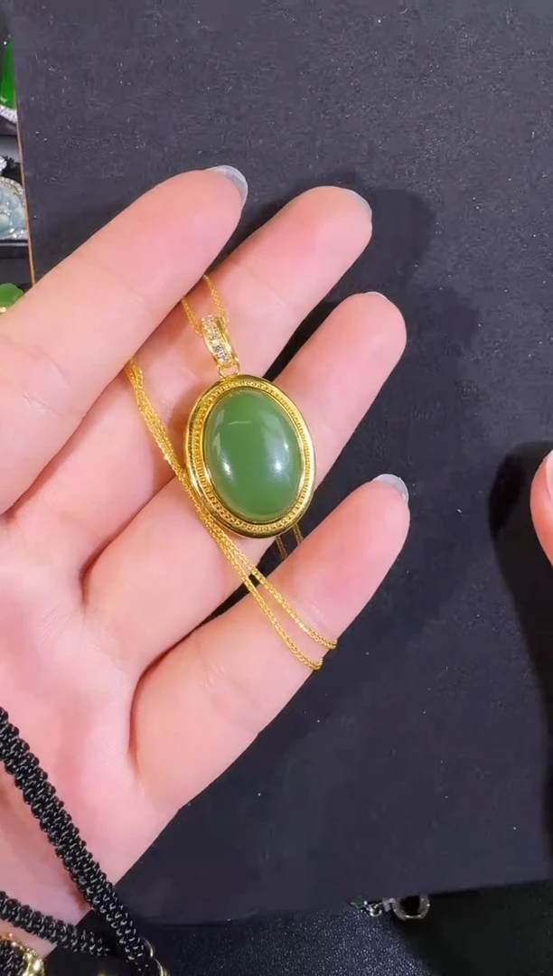 【闪购商品】和田玉（碧玉）吊坠(不含链)银S925镶嵌吊坠