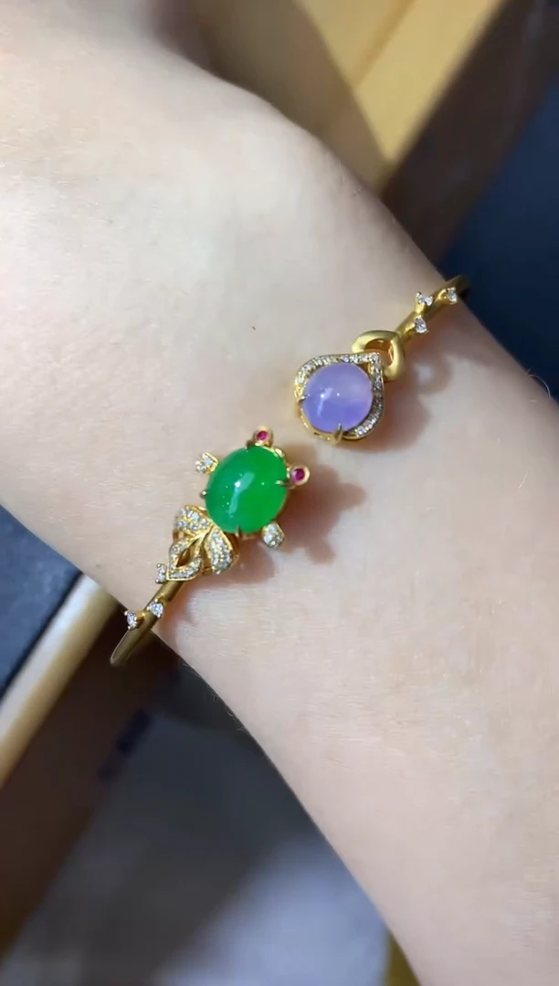 翡翠手镯18K金镶嵌491-中国好珍宝