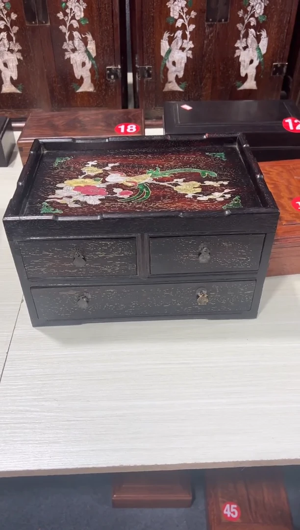 木木非洲紫檀螺钿镶嵌都成盒首饰盒储物盒