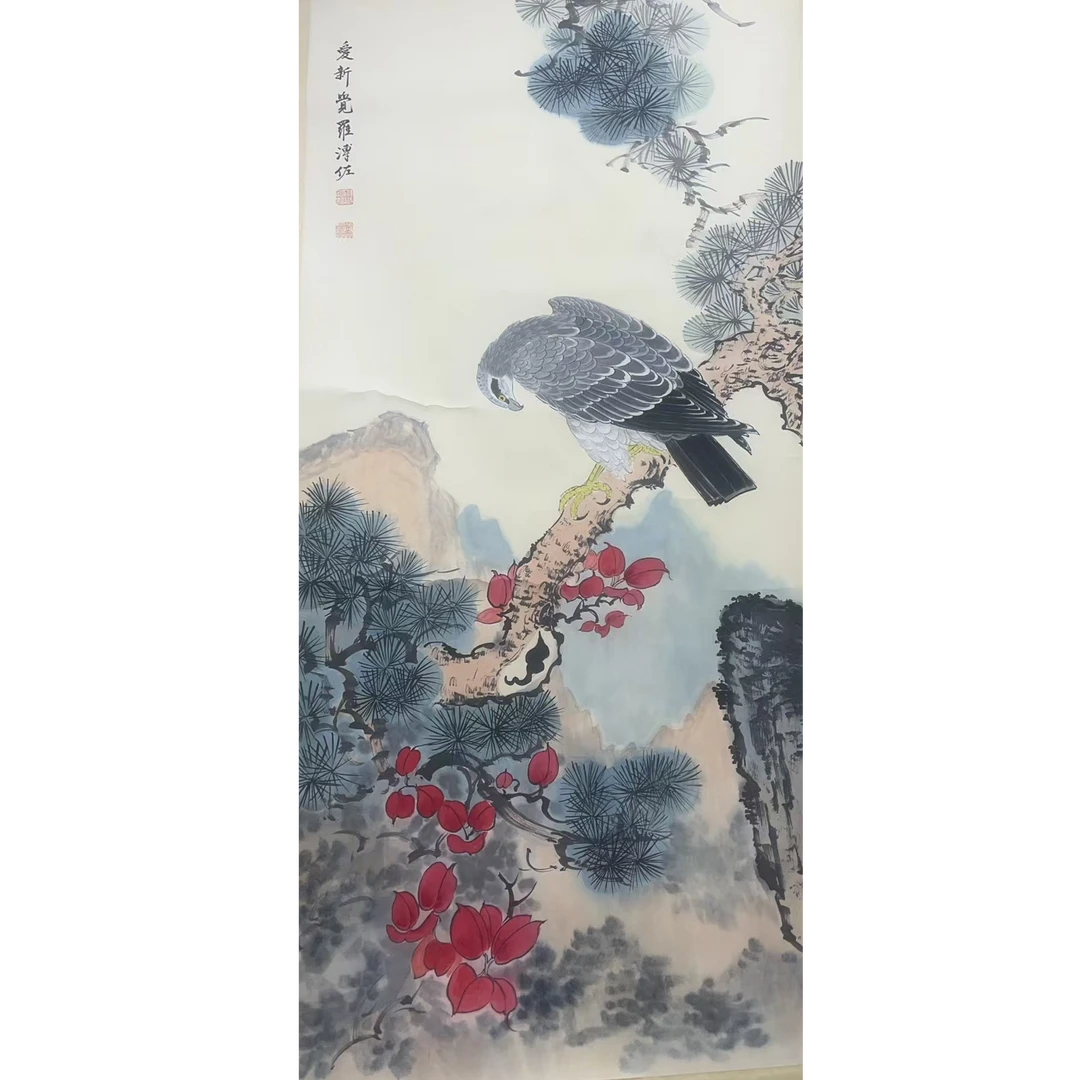 溥 松鹰立轴137×67 8.2平尺