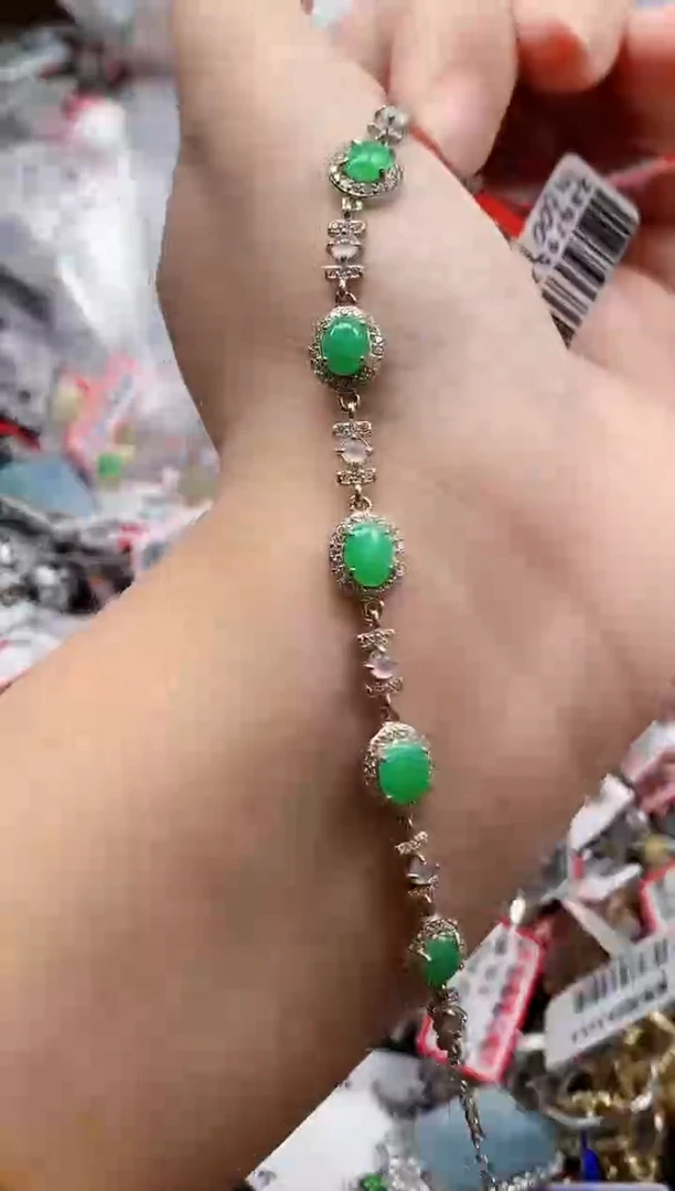 银S925镶嵌戒指翡翠天然A货缅甸翡翠