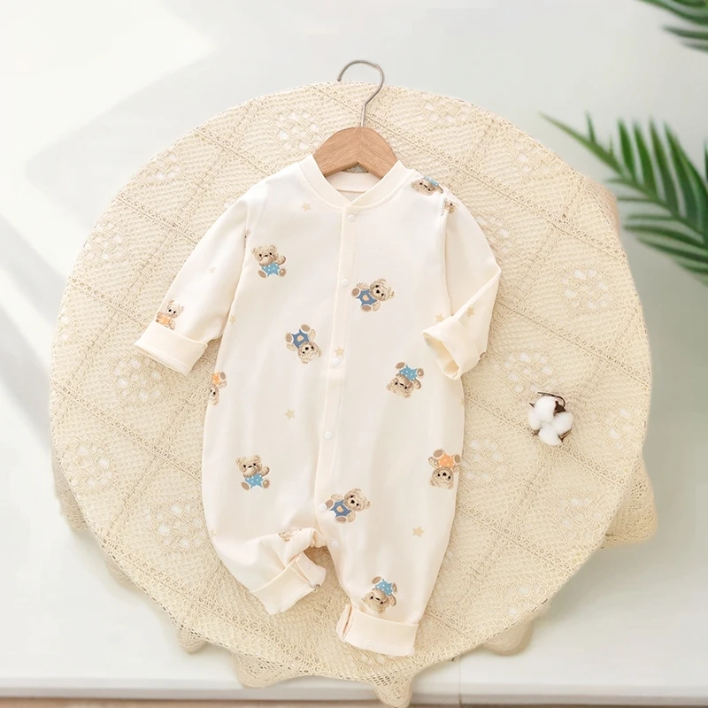 婴儿连体衣纯棉长袖春秋季新生儿秋衣哈衣爬服初生宝宝衣服秋装