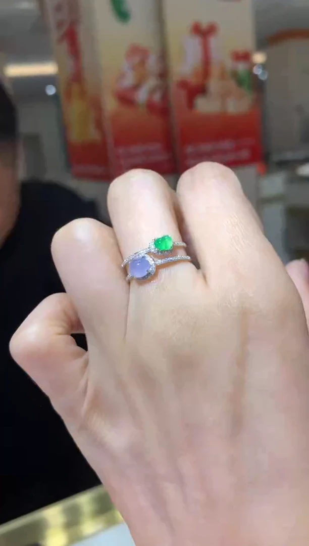 18K金镶嵌戒指翡翠|不退不换