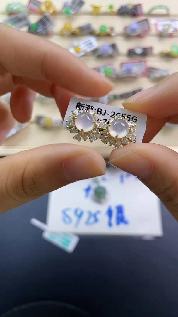 银S925镶嵌戒指翡翠翡翠 蛋面 银S925镶嵌