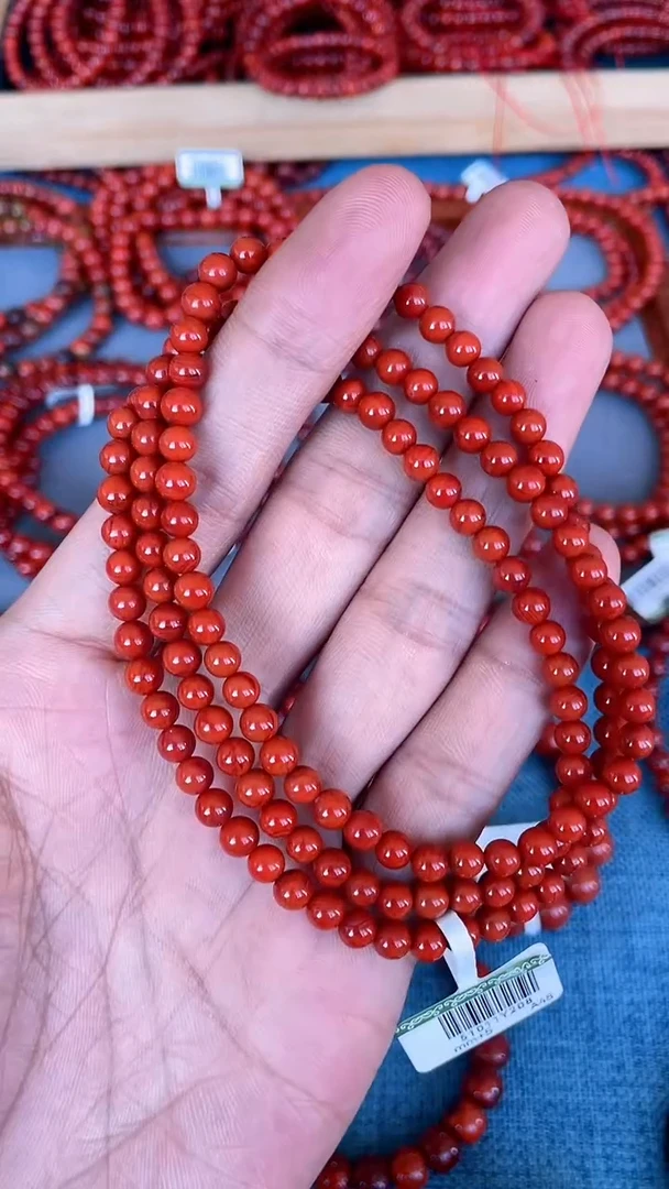 未镶嵌手串南红玛瑙N10凉山瓦西料纯色满色满肉锦红多圈