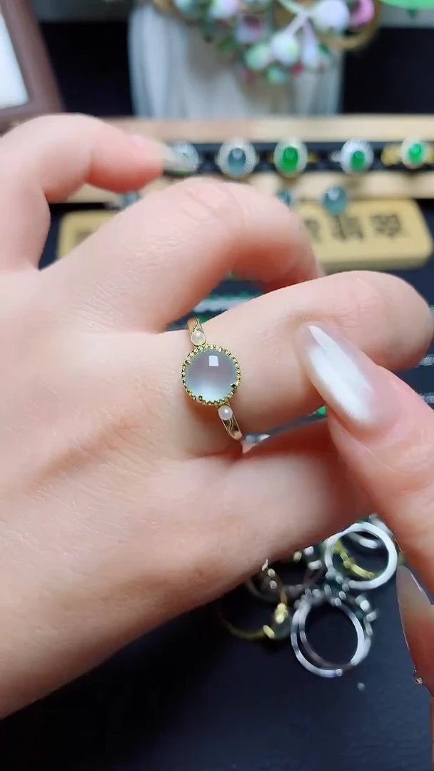 翡翠戒指银S925镶嵌  天然翡翠A货s925银镶