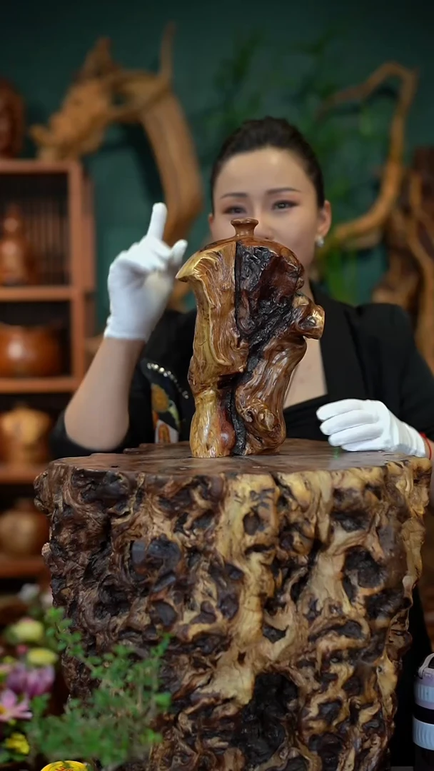 枣木雷击枣木小口瓶