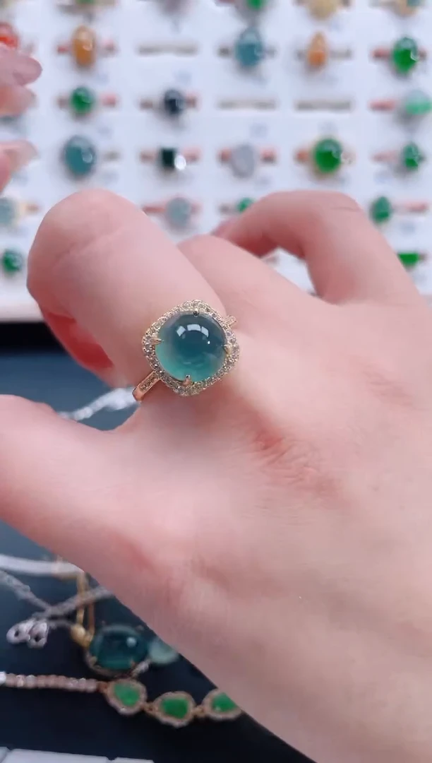 银S925镶嵌戒指翡翠天然翡翠