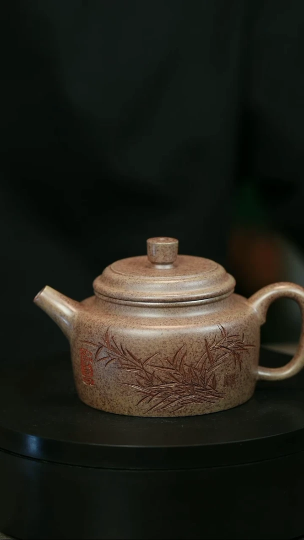 茶壶紫砂起*H2181李琴竹刻德中
