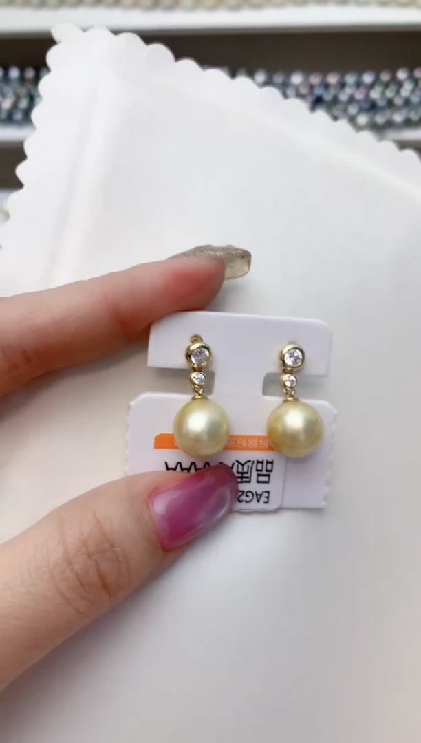 银S925镶嵌耳饰海水珍珠A82