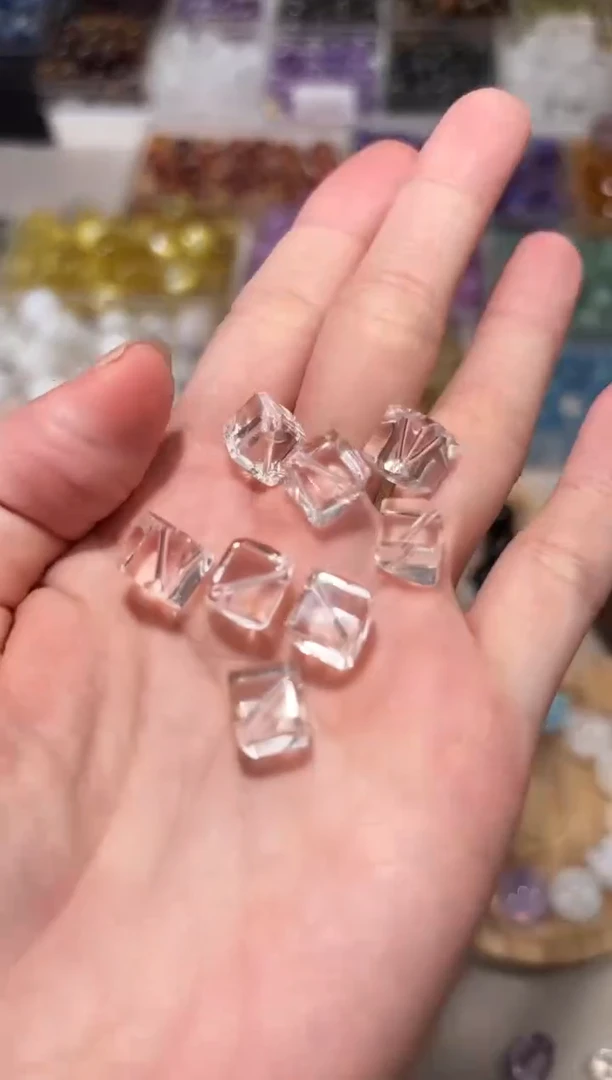 水晶手串未镶嵌新款白水晶斜切方糖卡10单颗
