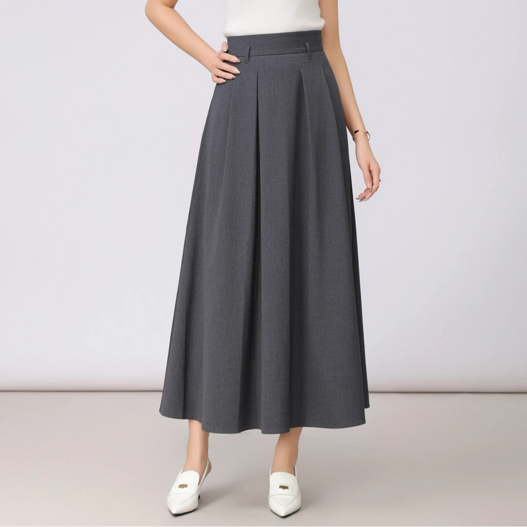 GIRDEAR/哥弟草木绿半裙优雅高腰中长款半身裙a字1200366-2161