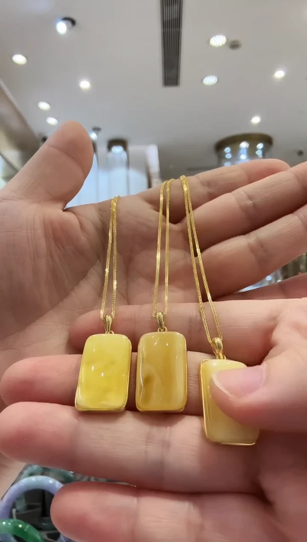 银S925镶嵌吊坠(赠链)蜜蜡【15】（多样性发一）无事牌