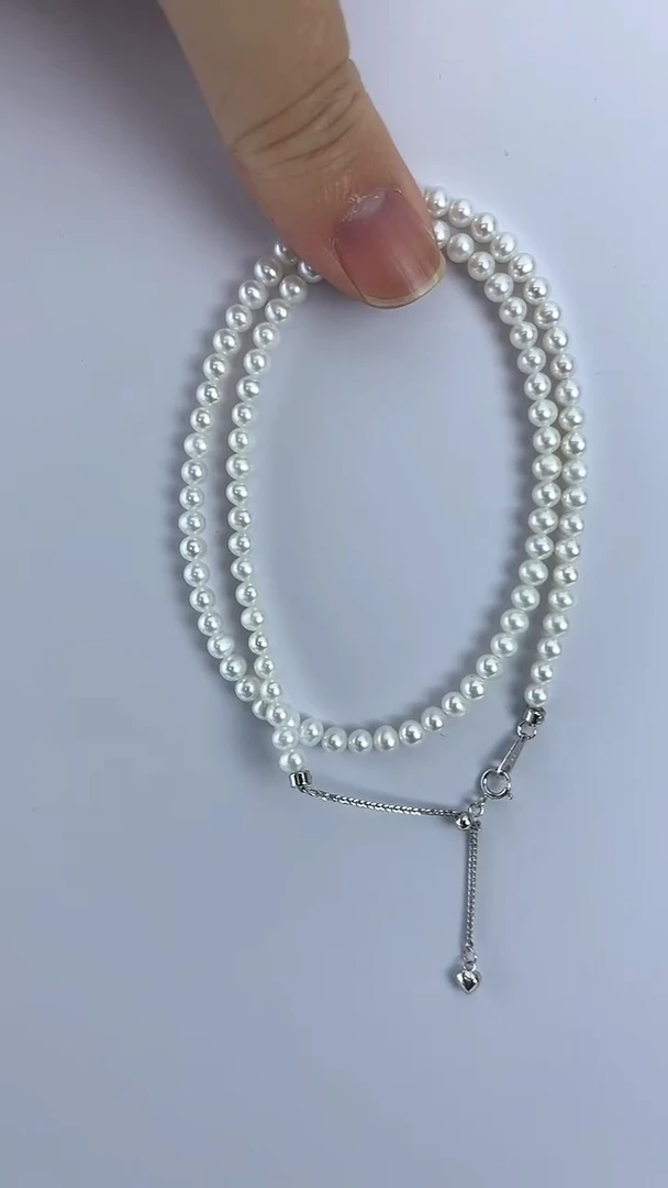 【闪购商品】淡水珍珠项链未镶嵌21天然极光亮白光小米珠4-5