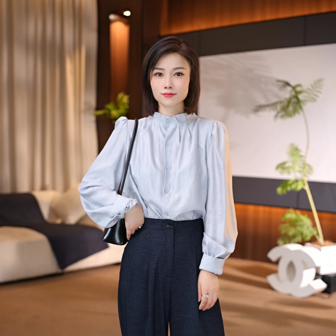 Xi 25155法式新款木耳边轻薄衬衫女宫廷2025春夏高定轻奢气质显瘦