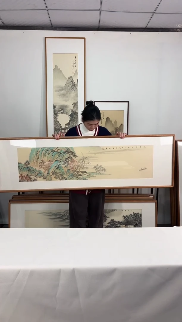 国画手绘*泛舟访友*52*172cm