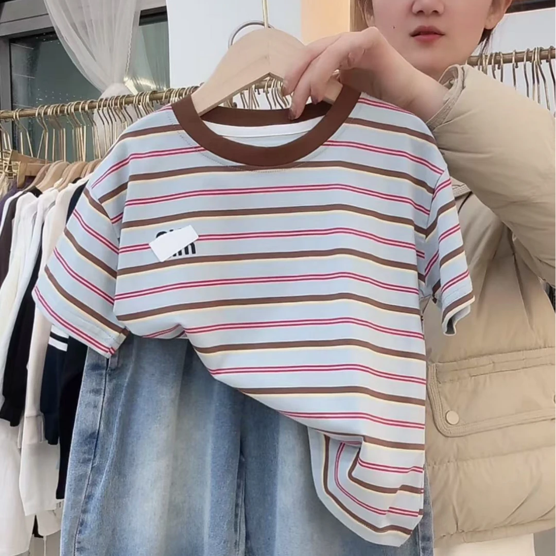 BC  2025夏季新款男女童条纹中小童宝宝夏装短袖t恤  H0208