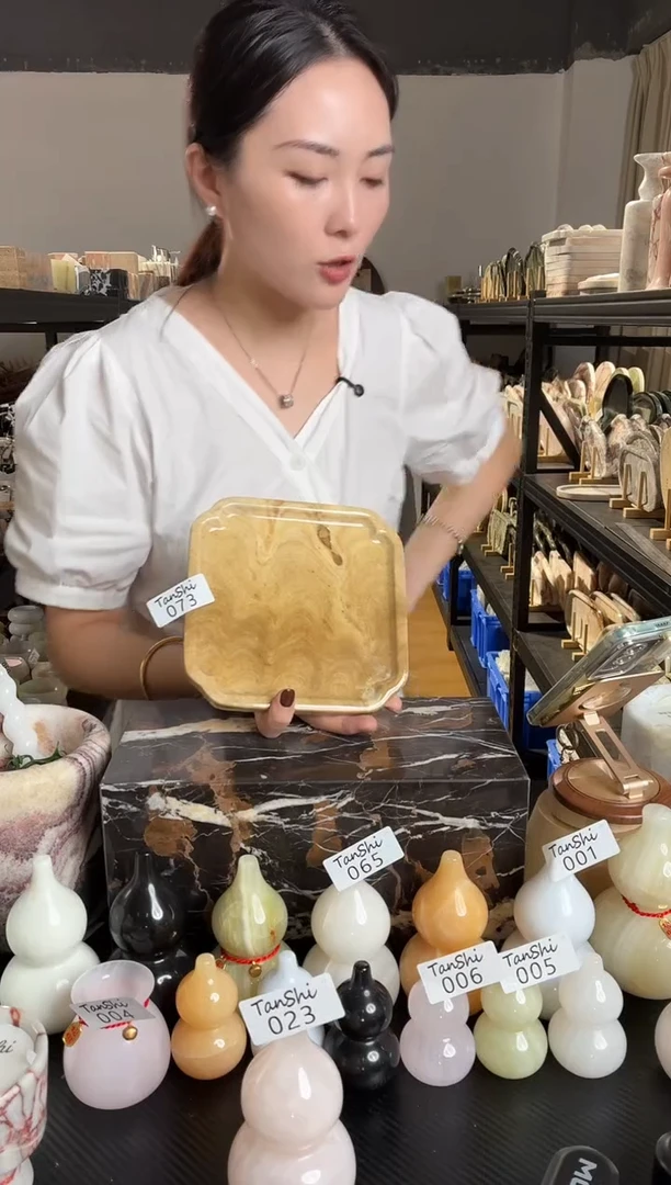 石材073黄木纹正方盘福利品默认微瑕不退不换