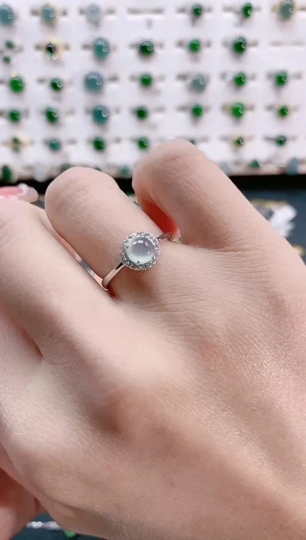 【闪购商品】翡翠戒指银S925镶嵌天然翡翠