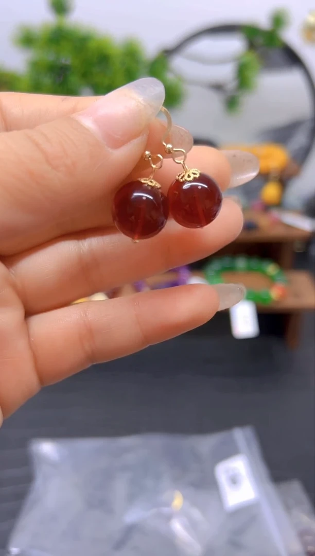 【闪购商品】血珀耳饰14K金镶嵌耳饰E80