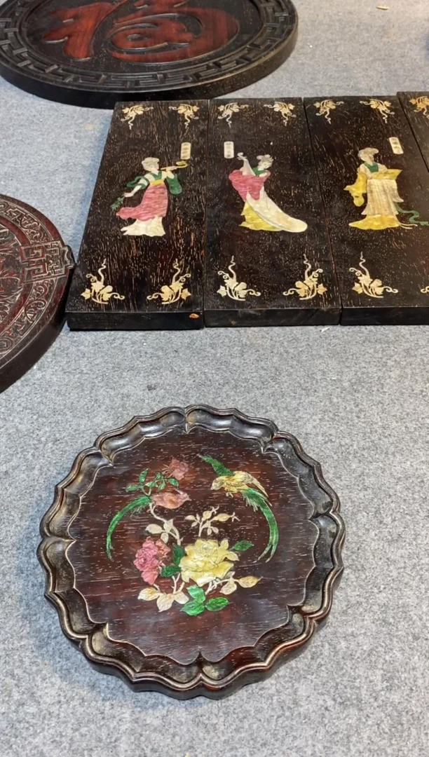 香榧木紫檀拆件雕刻板以直播间实物为准微瑕老物件