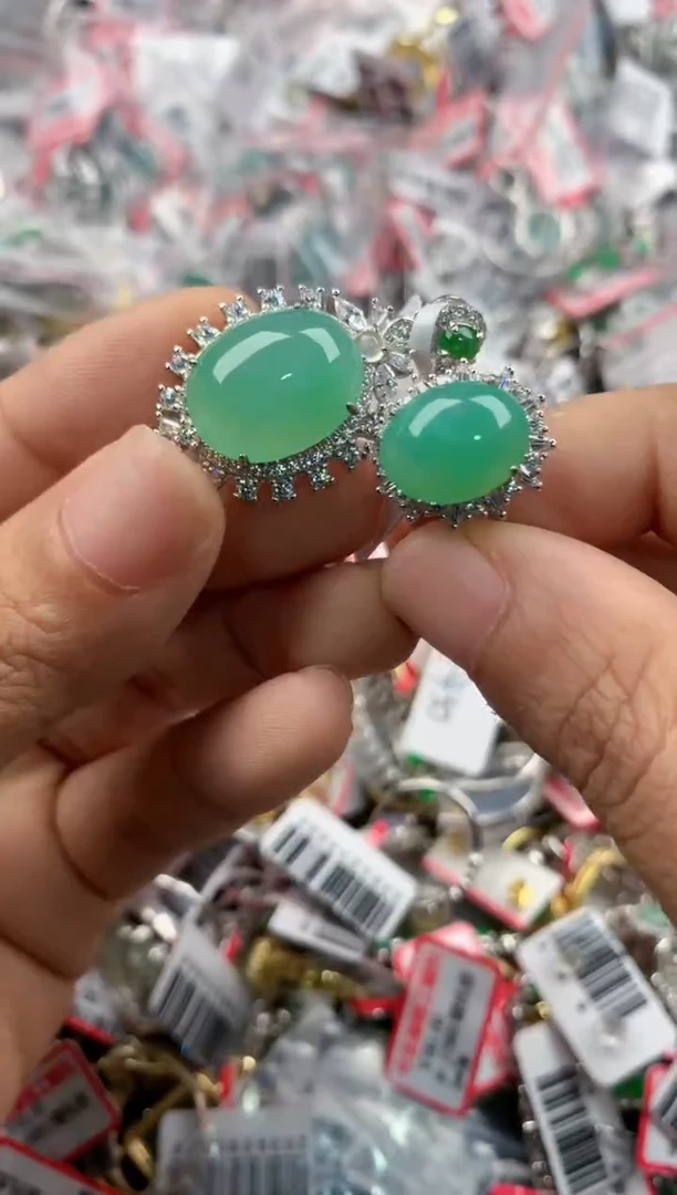 银S925镶嵌戒指翡翠111            5