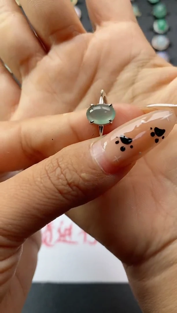 翡翠戒指银S925镶嵌.