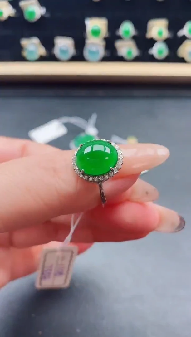 银S925镶嵌戒指翡翠1