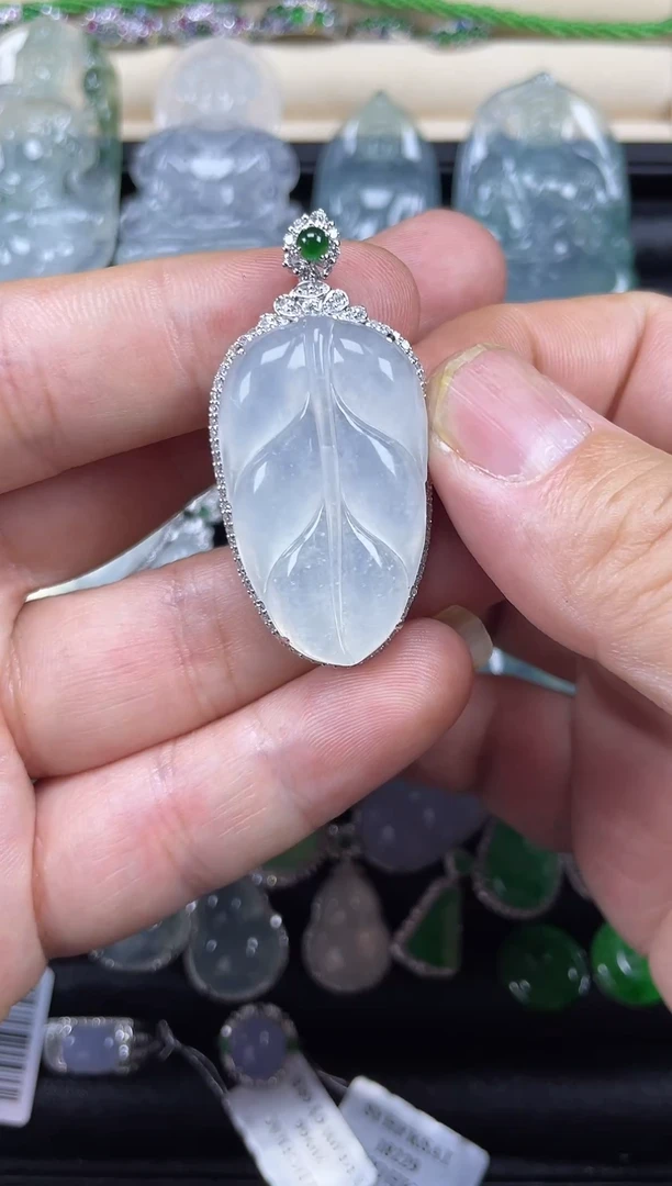 吊坠(不含链)18K金镶嵌翡翠久甜珠宝严选天然缅甸A货翡翠