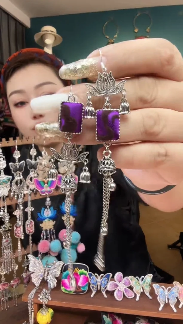 刺绣纯手工民族风刺绣耳环